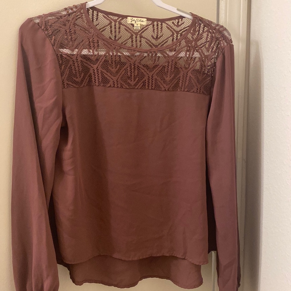 Lily White blush pink long sleeve top